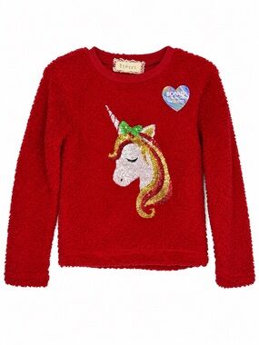 Btween Girls Fuzzy Sequin Unicorn Sweater NWT Size 4